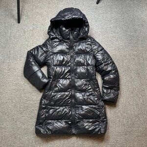 GAP Shiny Black Long Puffer Coat in Womens X-Small - Water Resistant
